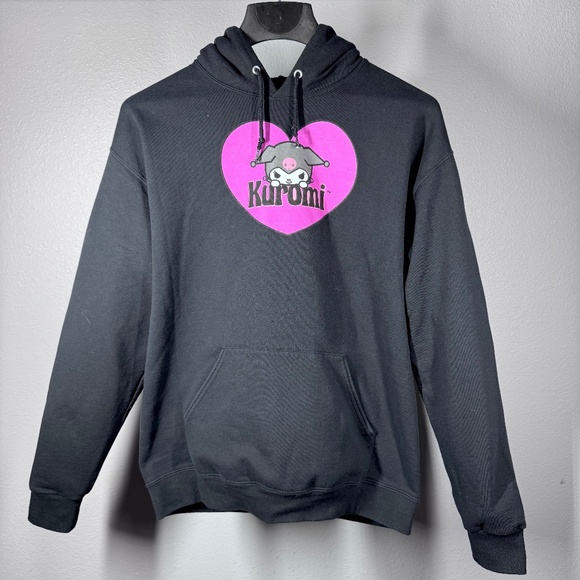 Kuromi Tops - Sanrio Kuromi Heart Adult Large Pullover Sweatshirt Hoodie